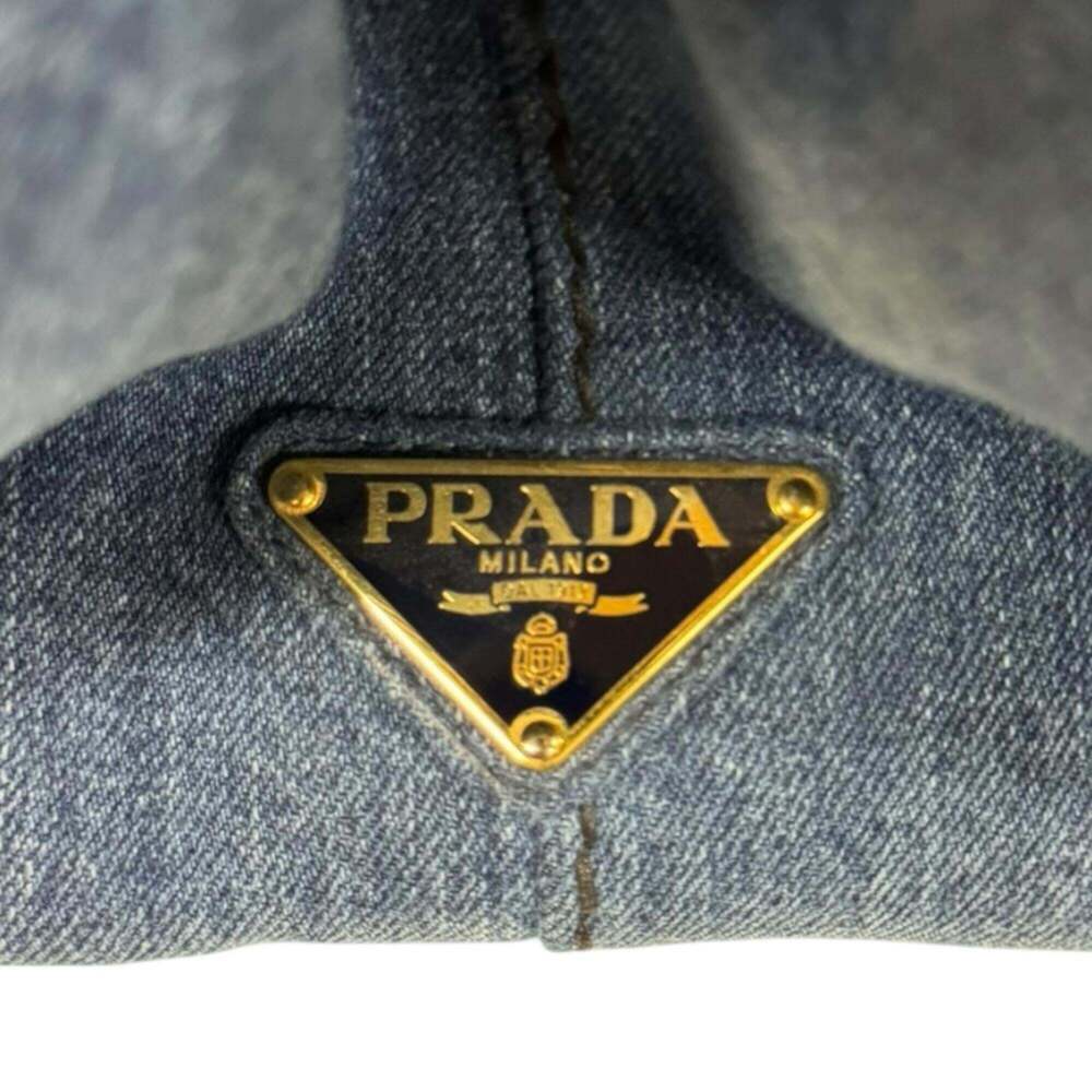 Prada Canapa Tote M Shoulder Bag, Denim 1BG642 Blue, Women's, PRADA 2-way - Picture 16 of 16